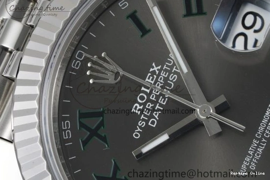 0410 DateJust 41 SS Fluted Bezel KING 1:1 Best Edition 904L Steel Gray Green Roman Dial on Jubilee Bracelet VR Contemporary 2204